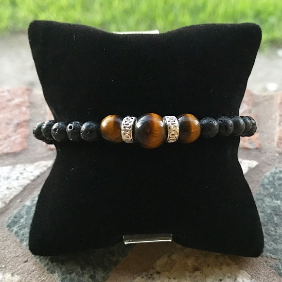 🔴SALE ! Men or women Lava rock tiger eye bracelet - Picture 5 of 9
